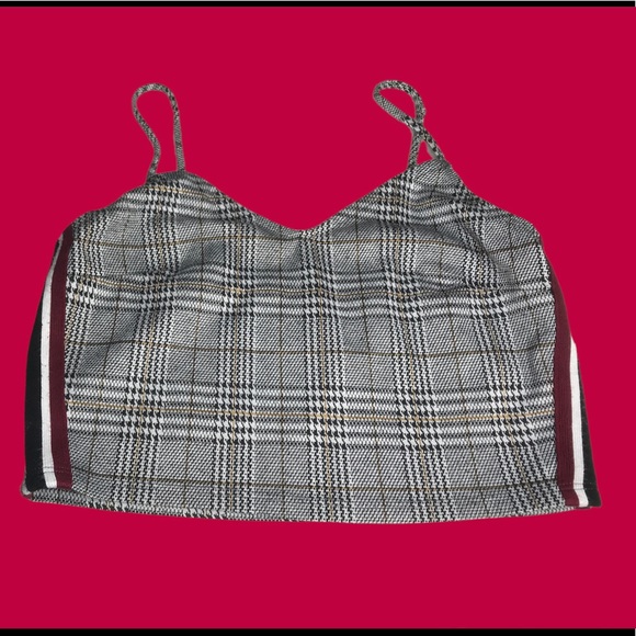 Guess houndstooth cropped cami, black & white with red, white and blue s… - Picture 1 of 4